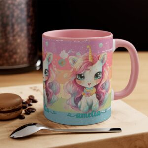 this personalized unicorn rainbow mug illustrates why personalized gifts are best for kids!