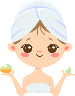 a picture of a kid pampering themselves with a hair treatment cap on and face mask, to represent how to teach your kids self care.