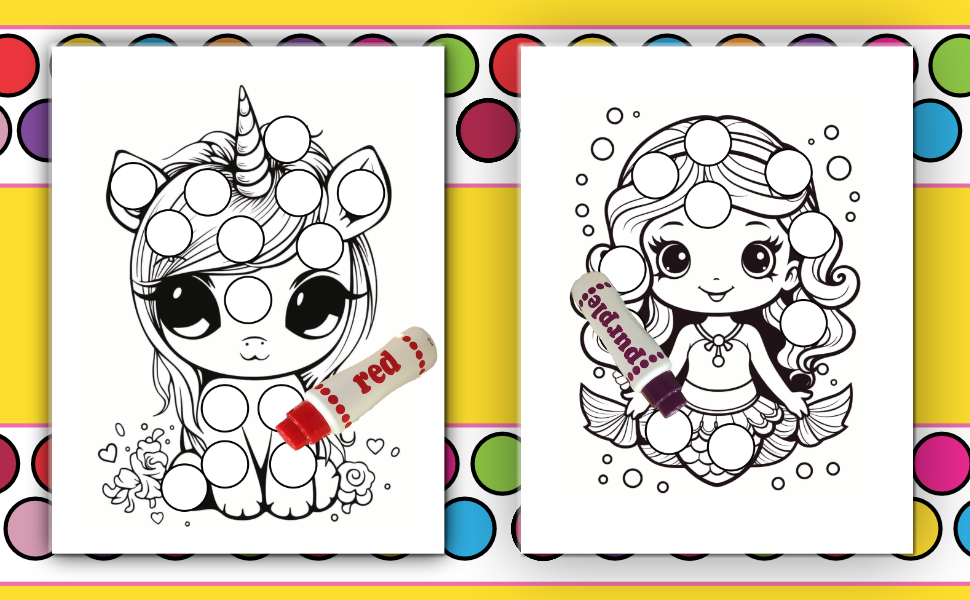 this is an example of some of the adorable coloring pages that dot markers can color! Available in our dot markers coloring book!