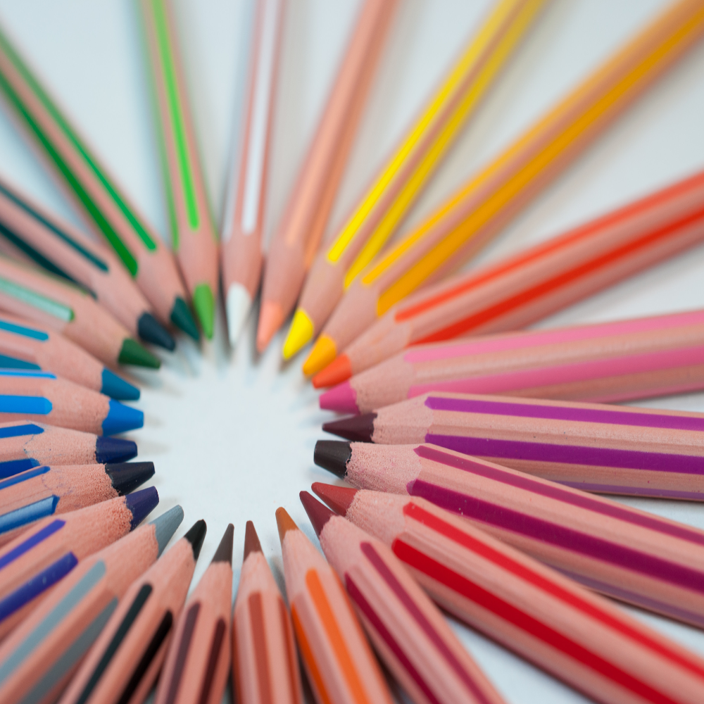 a group of colorful pencils