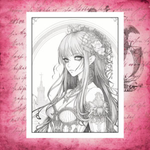 pciture of Gothic Anime Girl Coloring pdf/Printable pages