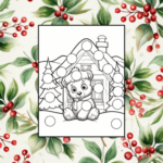 animal dot markers pdf. cute bear in the snow with a hat on. dot marker page.