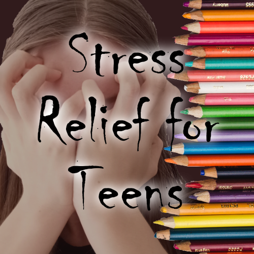 a stressed out teenager and colouring pencils, represents how colouring can be stress relief