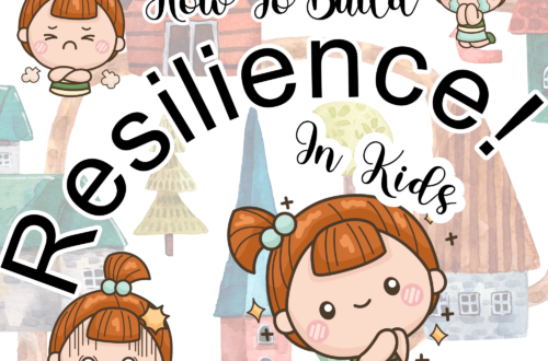pictures of girl with light brown hair, diagram shows girl and the heading how to build resilience in children