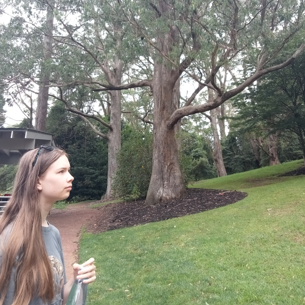 picture of a girl discovering a garden. Allowing children to pursue their own interests will increase their self esteem
