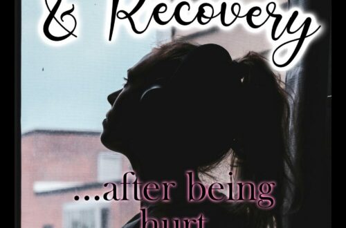 This picture shows an image of a woman in the dark looking out of her window with the text overlay "healing and recovery after being hurt by church leadership"